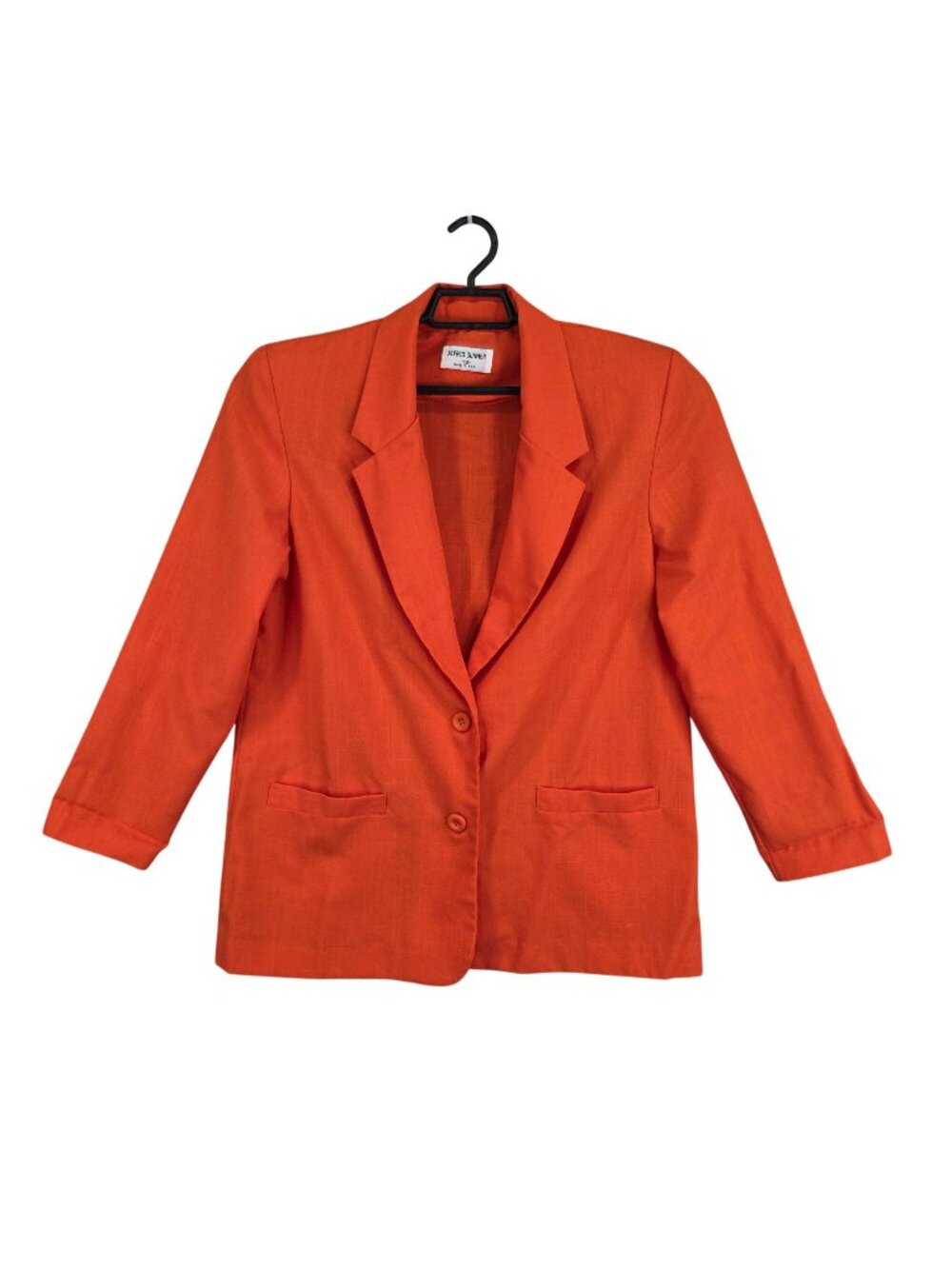 Womens Vintage Alfred Dunner Cotton Orange Two Button Blazer 3/4 Sleeve Size 12